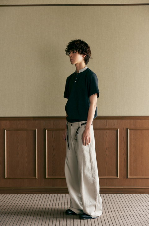 SAIRENSSEI GRAY SIDE-SEAM DOUBLE PLEATED TROUSERS