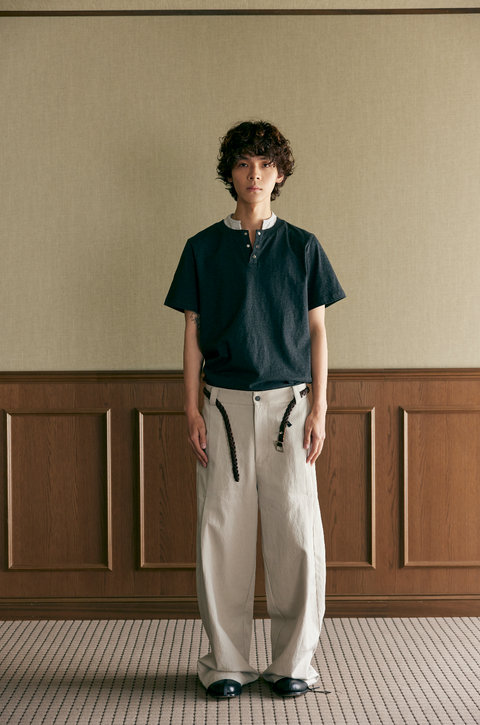 SAIRENSSEI GRAY SIDE-SEAM DOUBLE PLEATED TROUSERS