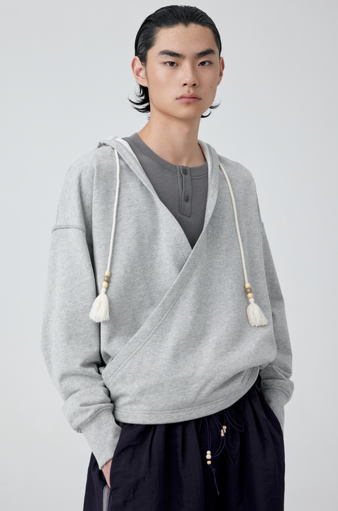 SIMPLE PROJECT SLANT PLACKET HOODIE