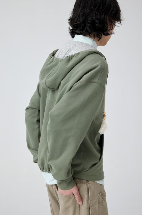 SIMPLE PROJECT SLANT PLACKET HOODIE