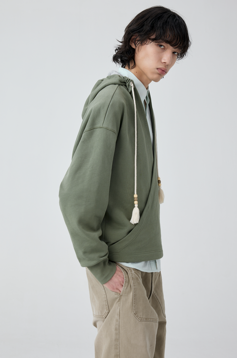 SIMPLE PROJECT SLANT PLACKET HOODIE