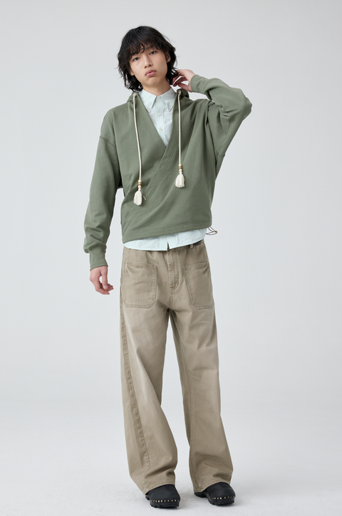 SIMPLE PROJECT SLANT PLACKET HOODIE