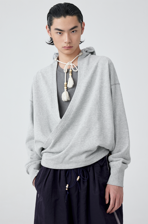 SIMPLE PROJECT SLANT PLACKET HOODIE