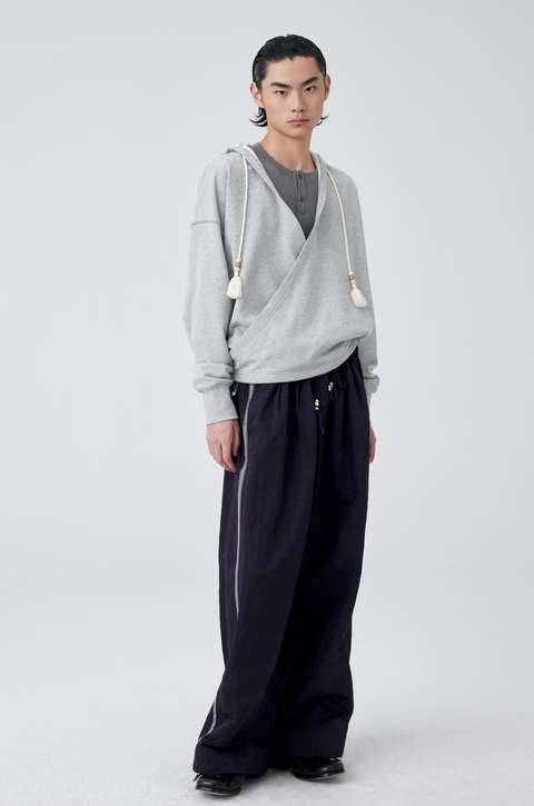 SIMPLE PROJECT SLANT PLACKET HOODIE