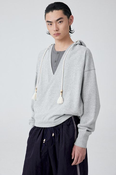 SIMPLE PROJECT SLANT PLACKET HOODIE