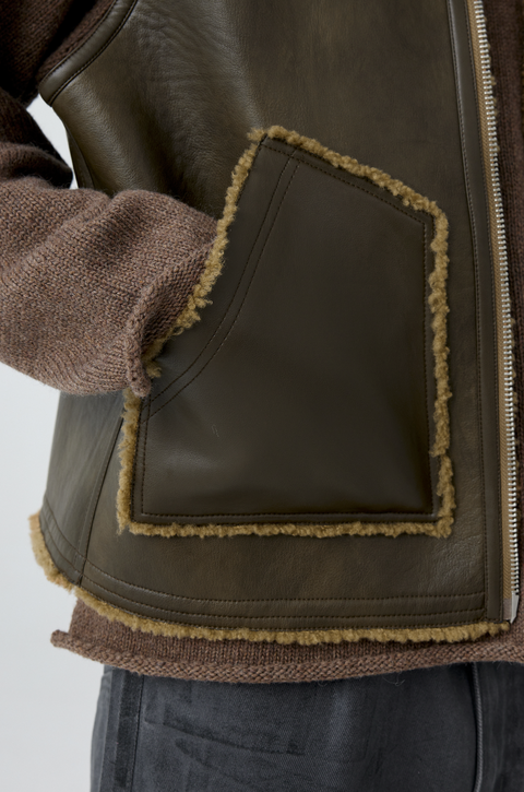 SIMPLE PROJECT LEATHER SHEARLING VEST