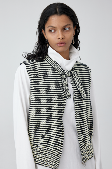 SIMPLE PROJECT STRIPE KNITTED STRAP VEST