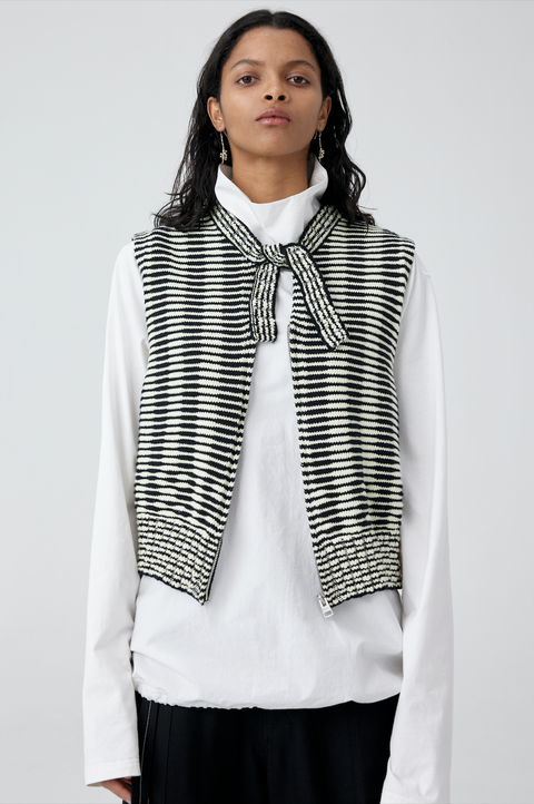 SIMPLE PROJECT STRIPE KNITTED STRAP VEST