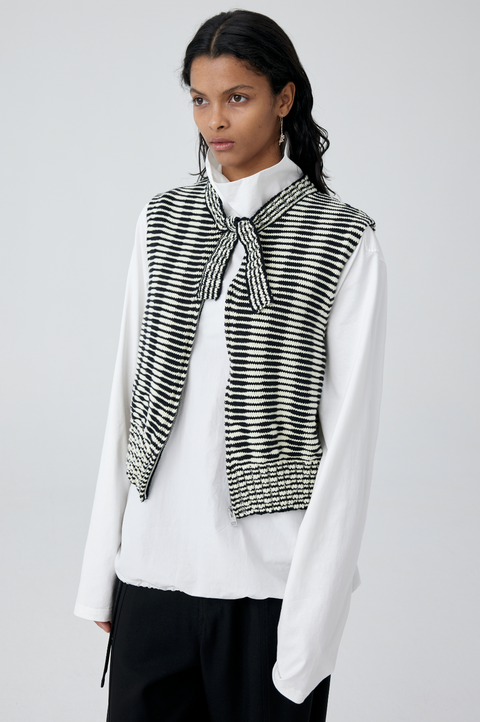 SIMPLE PROJECT STRIPE KNITTED STRAP VEST