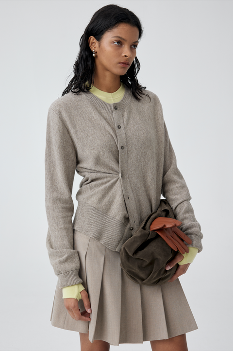 SIMPLE PROJECT CREW-NECK WOOL CARDIGAN