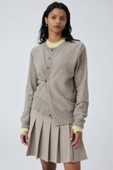 SIMPLE PROJECT CREW-NECK WOOL CARDIGAN