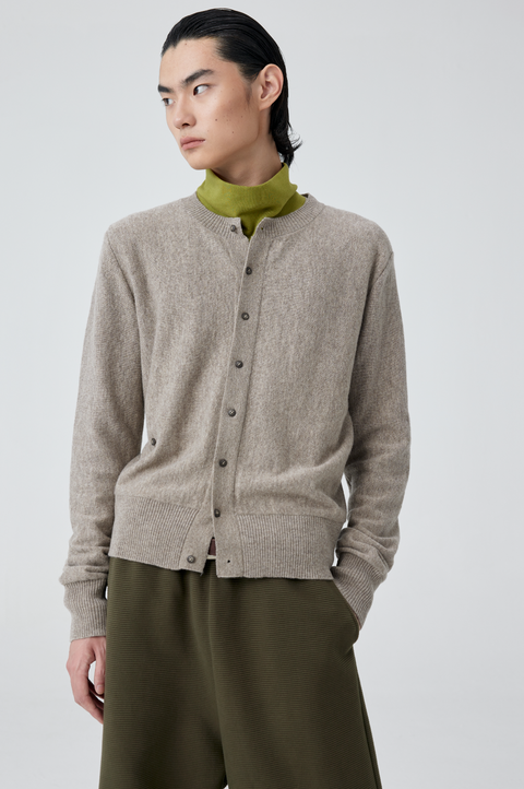 SIMPLE PROJECT CREW-NECK WOOL CARDIGAN