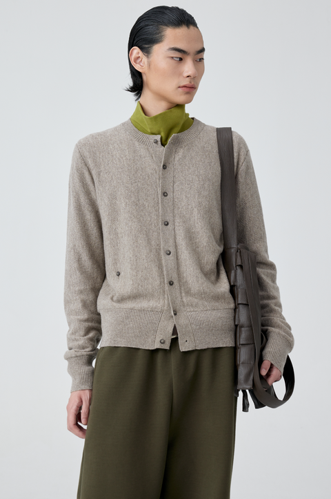 SIMPLE PROJECT CREW-NECK WOOL CARDIGAN