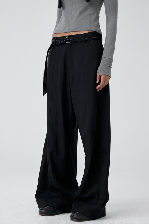 SIMPLE PROJECT CONTRAST STITCH BELT PANTS