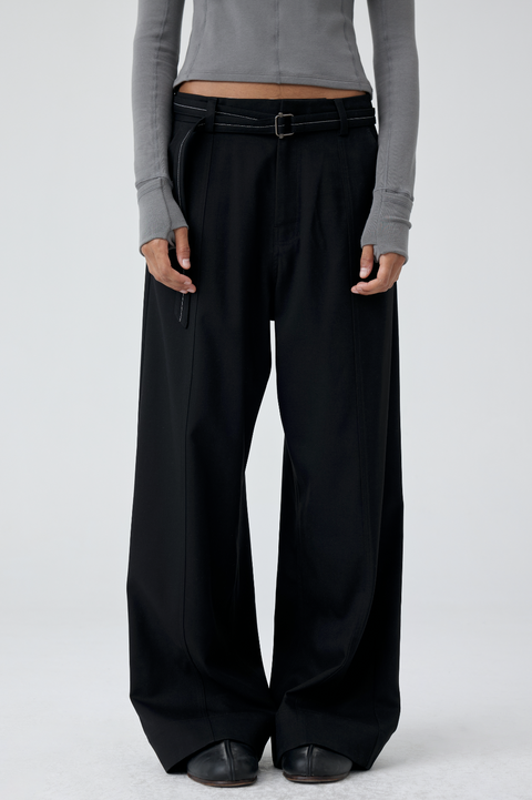 SIMPLE PROJECT CONTRAST STITCH BELT PANTS