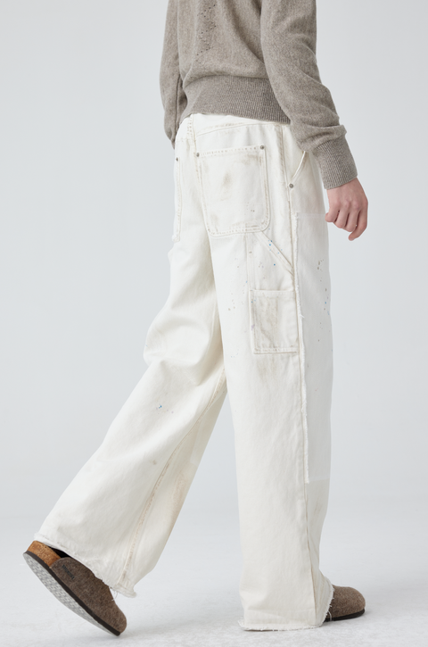 SIMPLE PROJECT WHITE PAINT SPLATTER JEANS