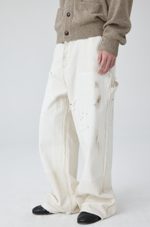 SIMPLE PROJECT WHITE PAINT SPLATTER JEANS