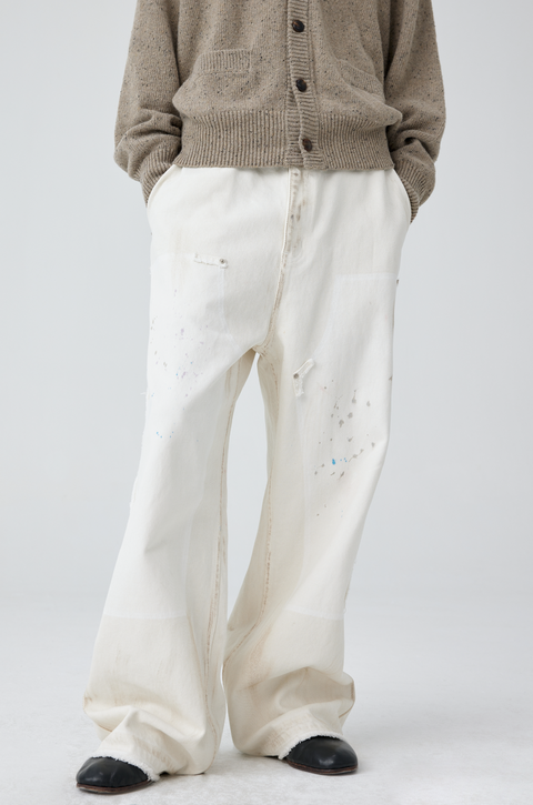 SIMPLE PROJECT WHITE PAINT SPLATTER JEANS