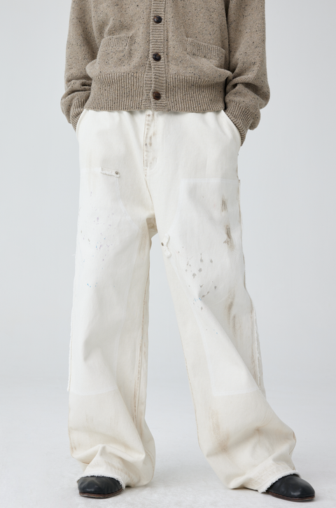 SIMPLE PROJECT WHITE PAINT SPLATTER JEANS