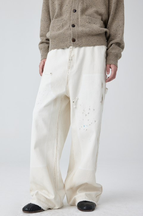 SIMPLE PROJECT WHITE PAINT SPLATTER JEANS