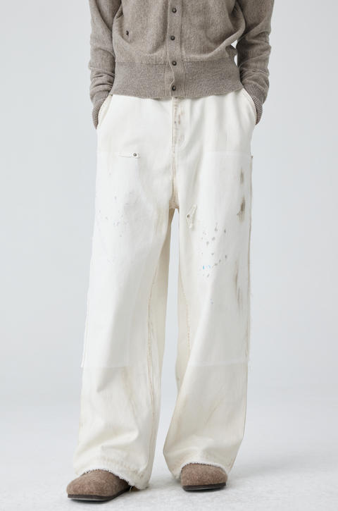 SIMPLE PROJECT WHITE PAINT SPLATTER JEANS