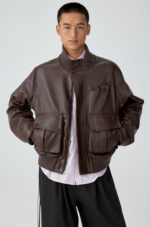 SIMPLE PROJECT LEATHER JACKET