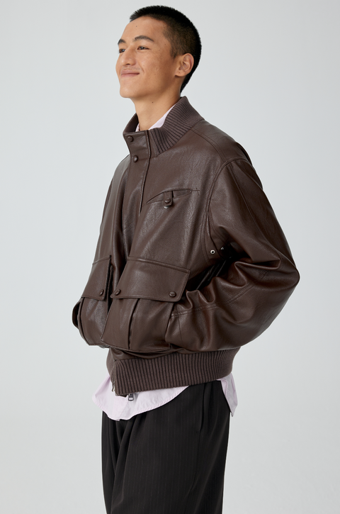 SIMPLE PROJECT LEATHER JACKET