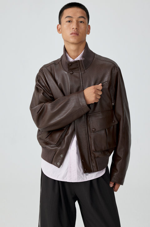 SIMPLE PROJECT LEATHER JACKET