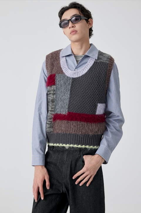 SIMPLE PROJECT PATCHWORK SWEATER VEST