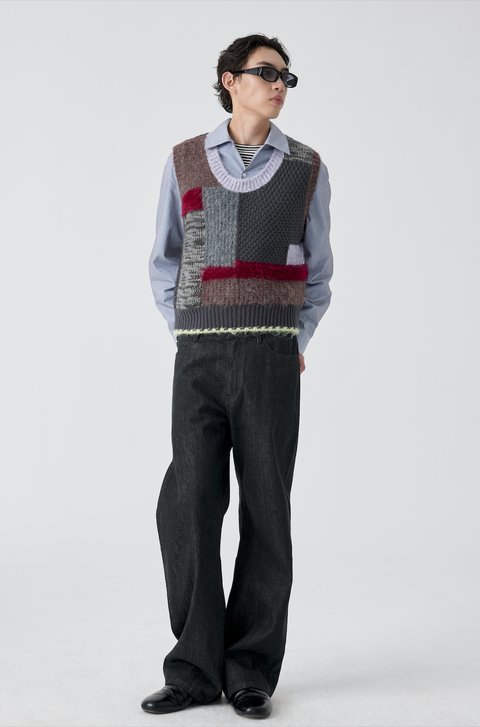 SIMPLE PROJECT PATCHWORK SWEATER VEST