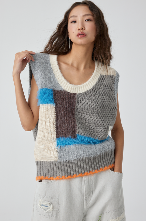 SIMPLE PROJECT PATCHWORK SWEATER VEST