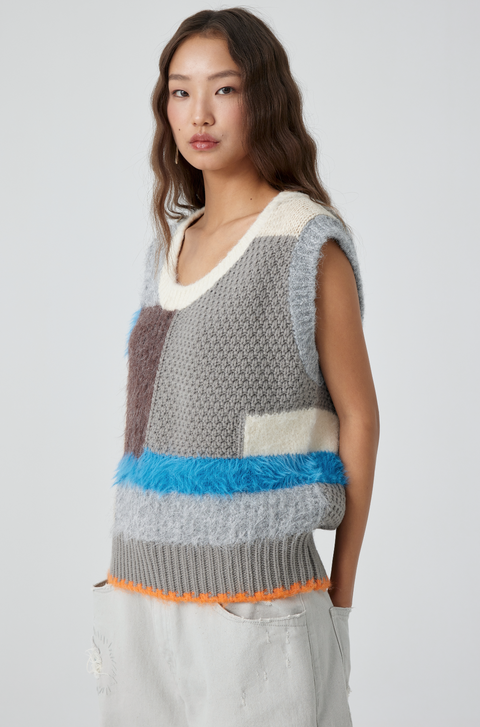 SIMPLE PROJECT PATCHWORK SWEATER VEST