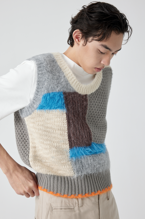 SIMPLE PROJECT PATCHWORK SWEATER VEST