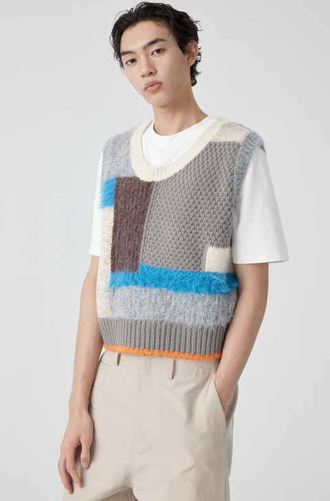 SIMPLE PROJECT PATCHWORK SWEATER VEST