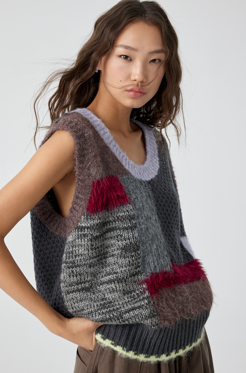 SIMPLE PROJECT PATCHWORK SWEATER VEST