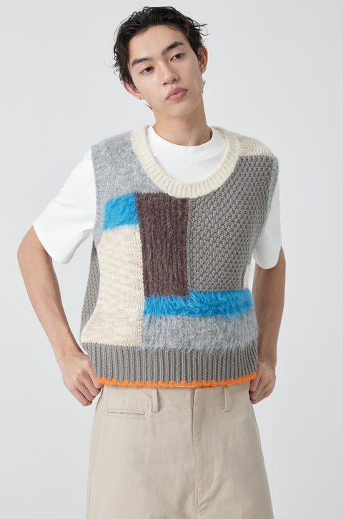 SIMPLE PROJECT PATCHWORK SWEATER VEST