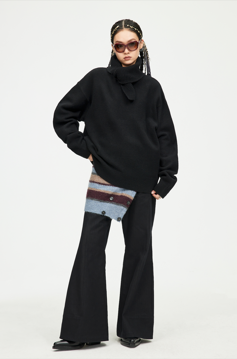 SIMPLE PROJECT OVERSIZED COLLAR WRAP SWEATER