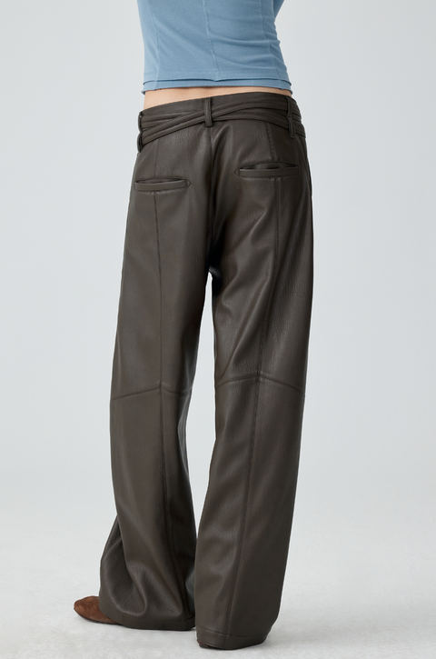 SIMPLE PROJECT LEATHER BELTED PANTS