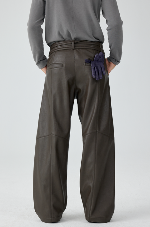 SIMPLE PROJECT LEATHER BELTED PANTS