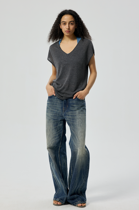 SIMPLE PROJECT LIGHTNING WASH JEANS