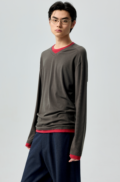 SIMPLE PROJECT PANELED CREW T-SHIRT