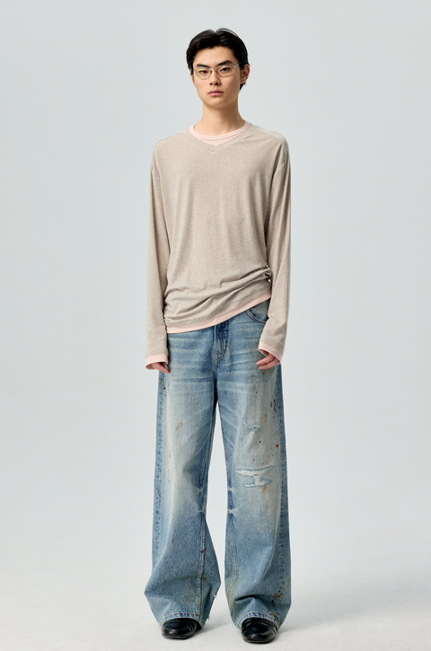 SIMPLE PROJECT PANELED CREW T-SHIRT