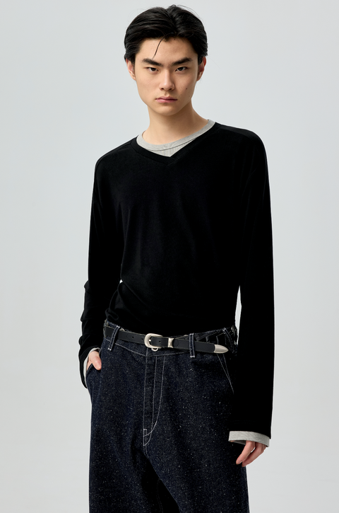 SIMPLE PROJECT PANELED CREW T-SHIRT