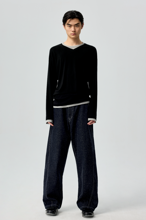 SIMPLE PROJECT PANELED CREW T-SHIRT