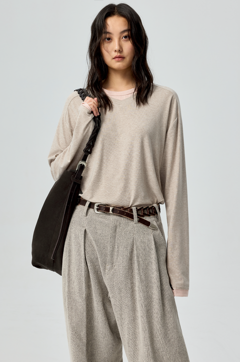 SIMPLE PROJECT PANELED CREW T-SHIRT