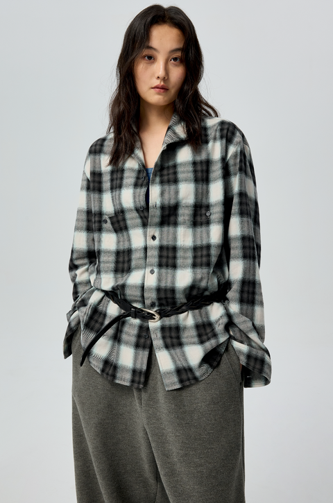 SIMPLE PROJECT OMBRÉ CHECK SHIRT