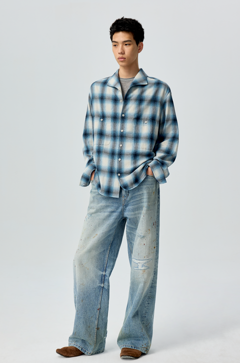 SIMPLE PROJECT OMBRÉ CHECK SHIRT