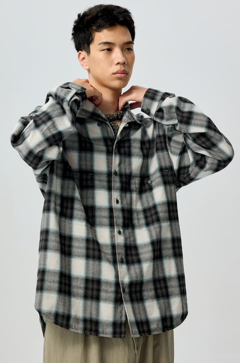 SIMPLE PROJECT OMBRÉ CHECK SHIRT