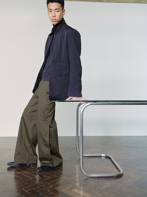 SAIRENSSEI SIDE-PLEATED UTILITY WORK PANTS