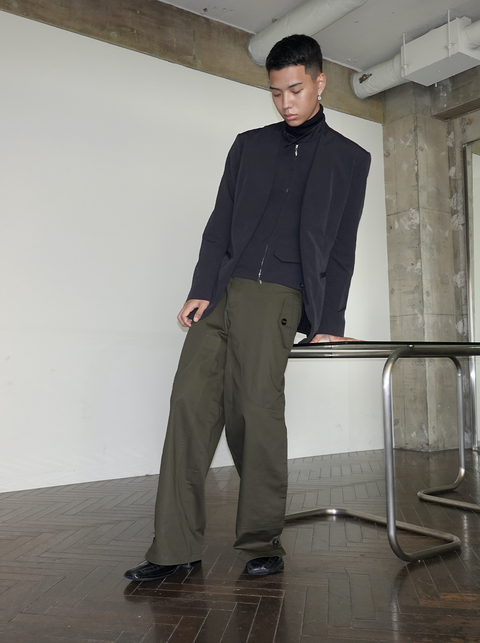 SAIRENSSEI SIDE-PLEATED UTILITY WORK PANTS